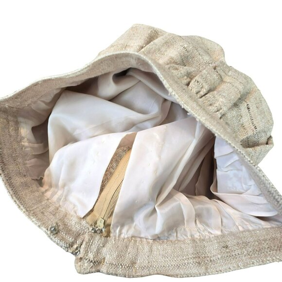 Vintage Handmade Raw Silk Tan Skirt With Fringe Hem Woven Texture HS146 - Picture 6 of 6